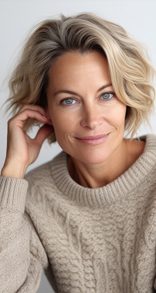 beautiful mature woman smiling doctor sean weiss facial plastic surgery